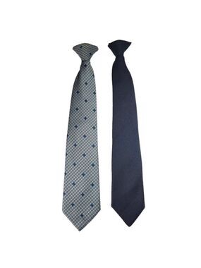 Count Christopher Clip on Tie Designers Choice Mens Lot of 2 Navy Blue & Pattern